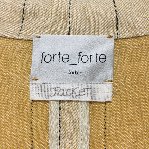 Forte Forte NWT Womens 2 Sand Yellow Pinstripe Linen Cotton Blend Blazer Jacket - Picture 10 of 16